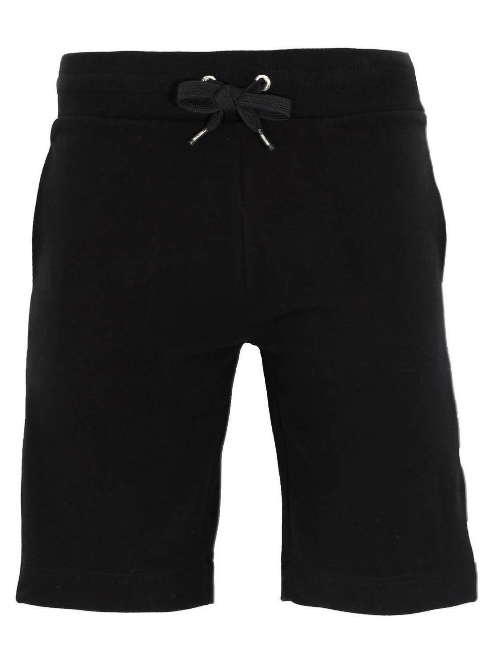 NEW MOSCHINO men's side stripe logo shorts in black